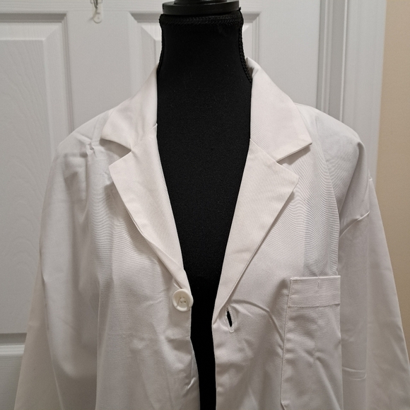 White Lab Coat B.T. Supply Co. Unisex Medium Button Front Men's Women's NWT - Picture 6 of 12